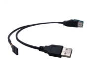 Powered USB 12V ケーブル - USB A オス + DP2.54 4 ピン
