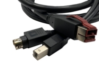 Powered USB 24V ケーブル - USB B オス + Power DIN 3 ピン