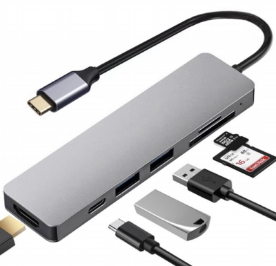 USBハブ - USB Type C to HDMI + USB 3.0 + USB 2.0 + SD + TF + USB PowerDelivery