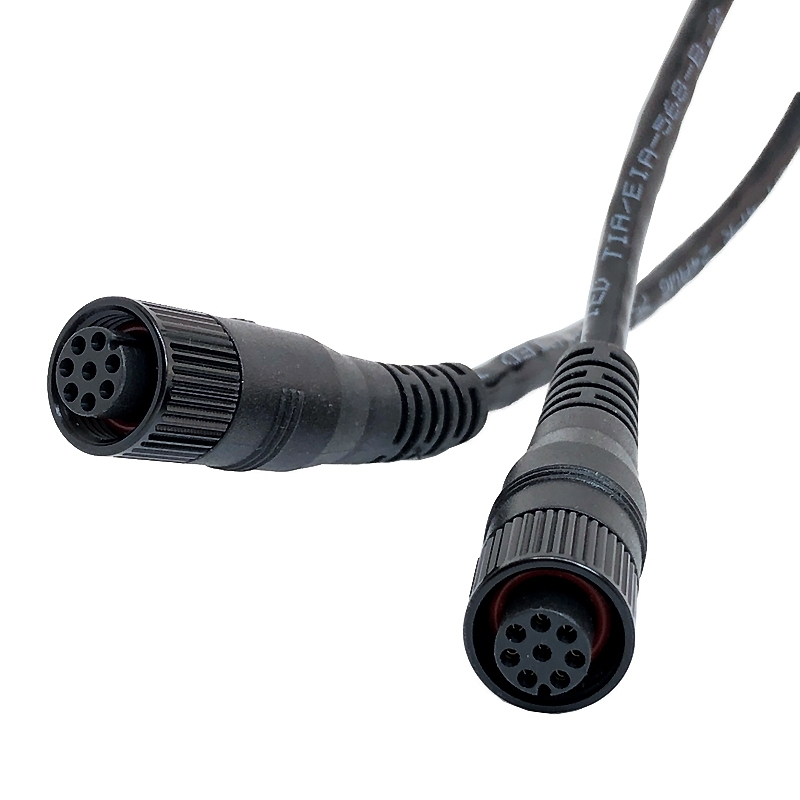 M12丸型防水コネクタケーブル (8 ピンメス - 8 ピンメス)